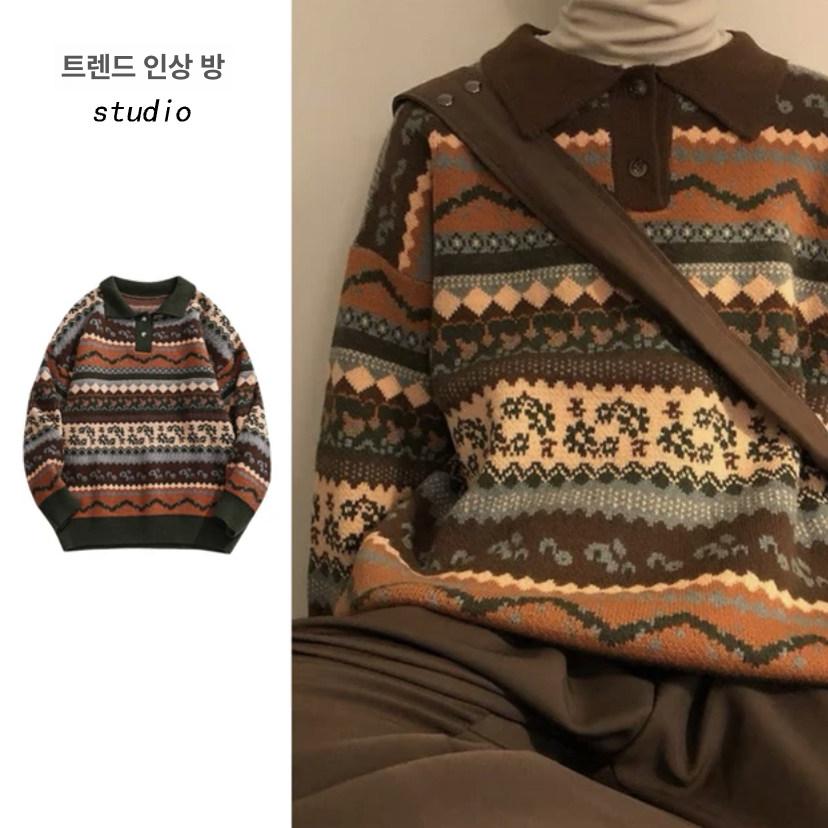 노르딕스웨터 남자노르딕니트 겨울커플티 크리스마스 - 상세 이미지 3