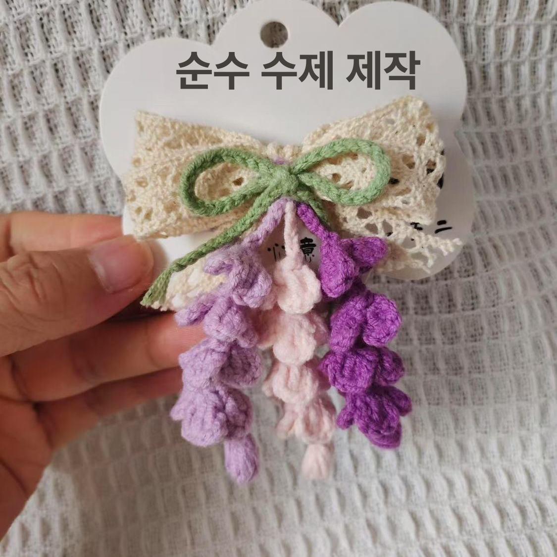 로즈 플라워 담요 DIY 헤어밴드 수공예 재료 키트 선물용 퍼플 바우히니 헤어핀 - 상품 이미지