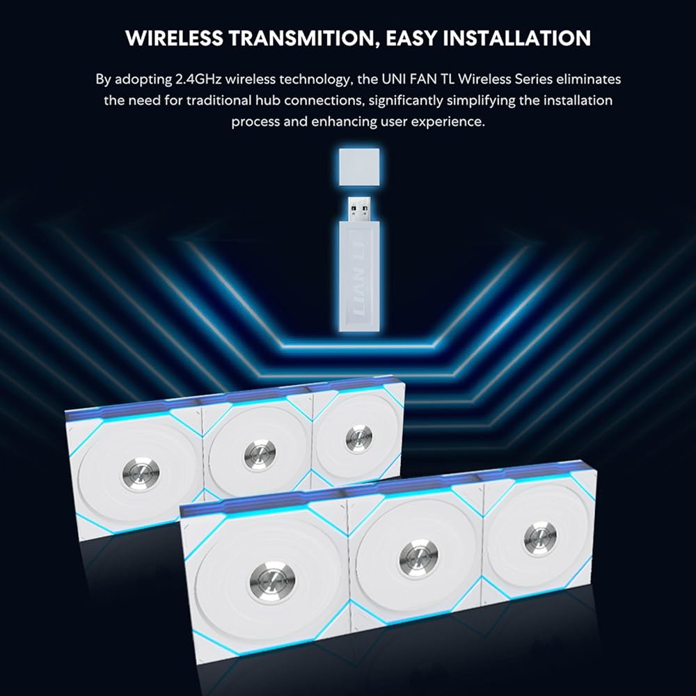 리안 리 UNI 팬 TL 무선 120-트리플 팩-2.4GHz 신호 ARGB 팬-인피니티 미러-데이지 체인 디자인 맞춤형 조명 효과 컨트롤러 포함 및 필수 - 흰색(12TL1W3W) - 상세 이미지 3