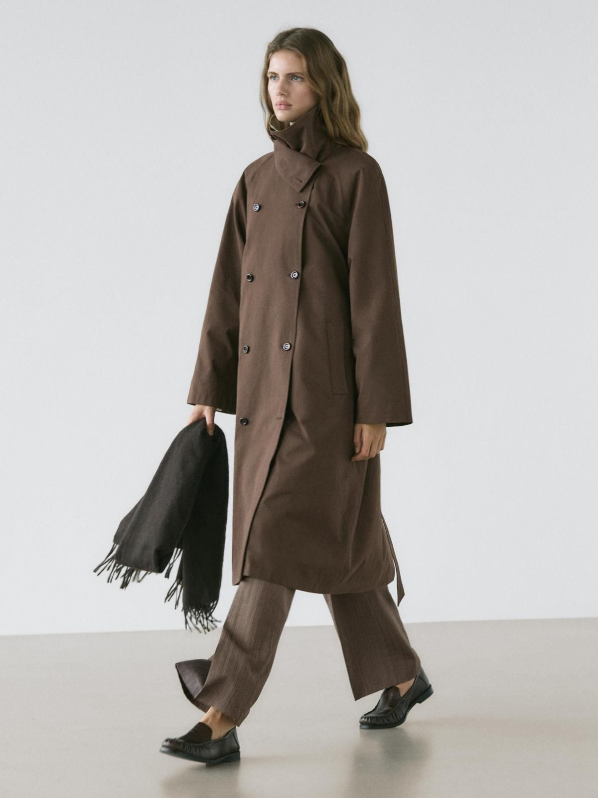 마시모두띠 하이넥 벨트 트렌치코트 6713/331 BROWN - 상세 이미지 3