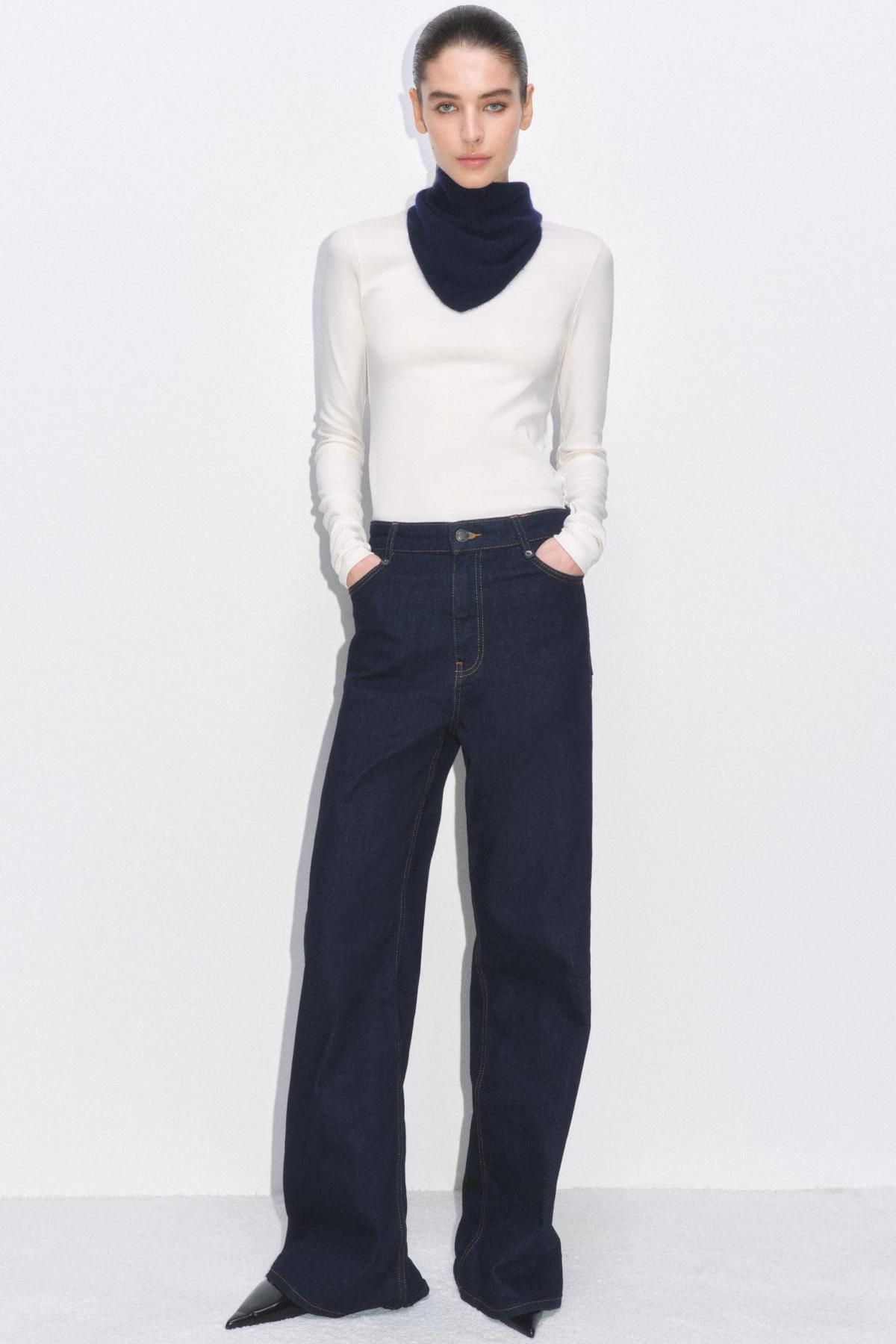 자라 하이웨이스트 와이드핏 진청 데님 진 8246/053 BLUE - 상세 이미지 2
