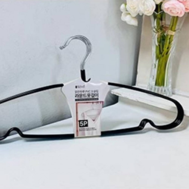 PVC 논슬립 라운드 옷걸이 5P 색상랜덤 셔츠옷걸이 의류매장옷걸이 - 상품 이미지