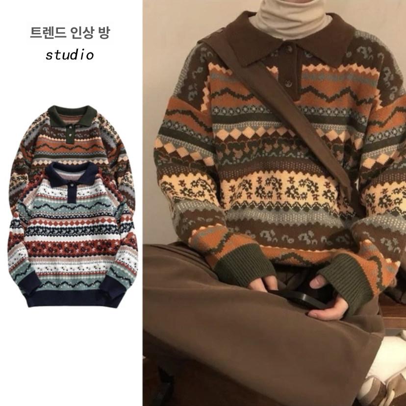 노르딕스웨터 남자노르딕니트 겨울커플티 크리스마스 - 상세 이미지 5