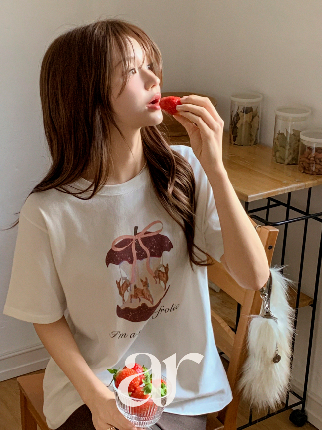 프린팅 기모 반팔 티셔츠 ts4816 - 상세 이미지 2