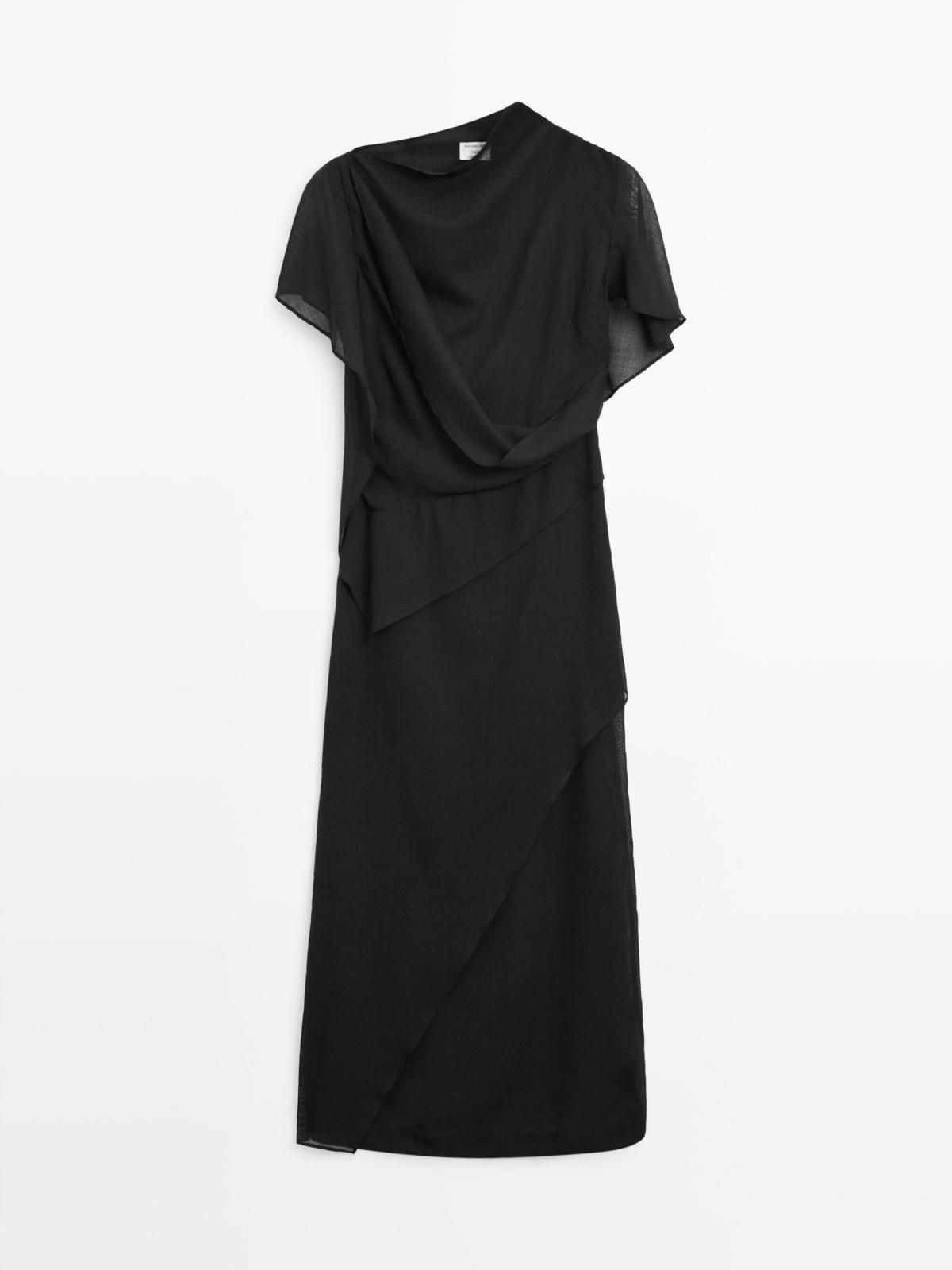 마시모두띠 울블렌드 미디 후드 원피스 9117/950 BLACK - 상품 이미지
