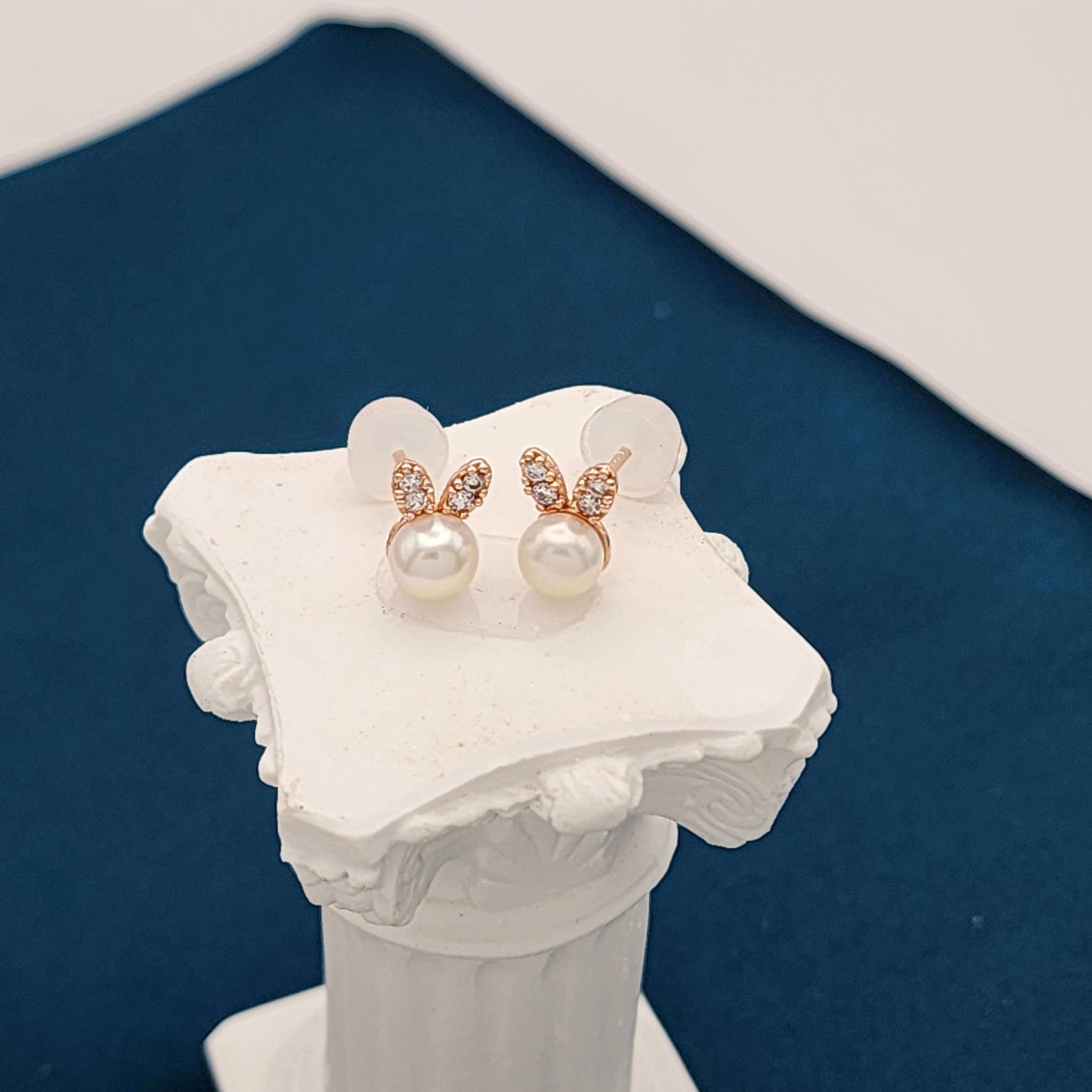 베라 바니 925실버 귀여운 토끼 담수진주 귀걸이 실리콘 뒤침