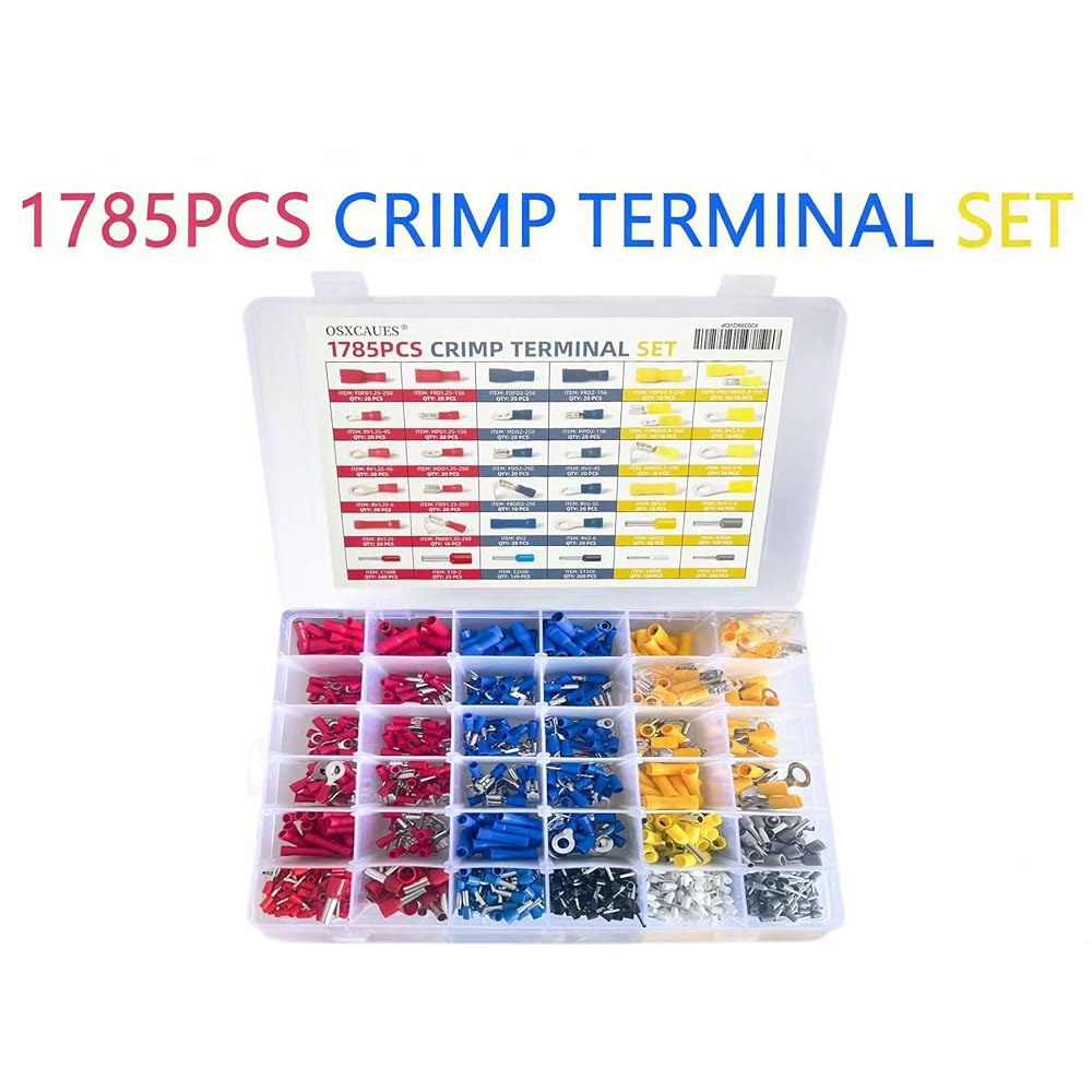 1012PCS 솔더리스 와이어 커넥터 키트, 전기 단자 스페이드 엔드 버트, 링, 페룰 커넥터, 포크, 22-10 AWG용 - 상세 이미지 3
