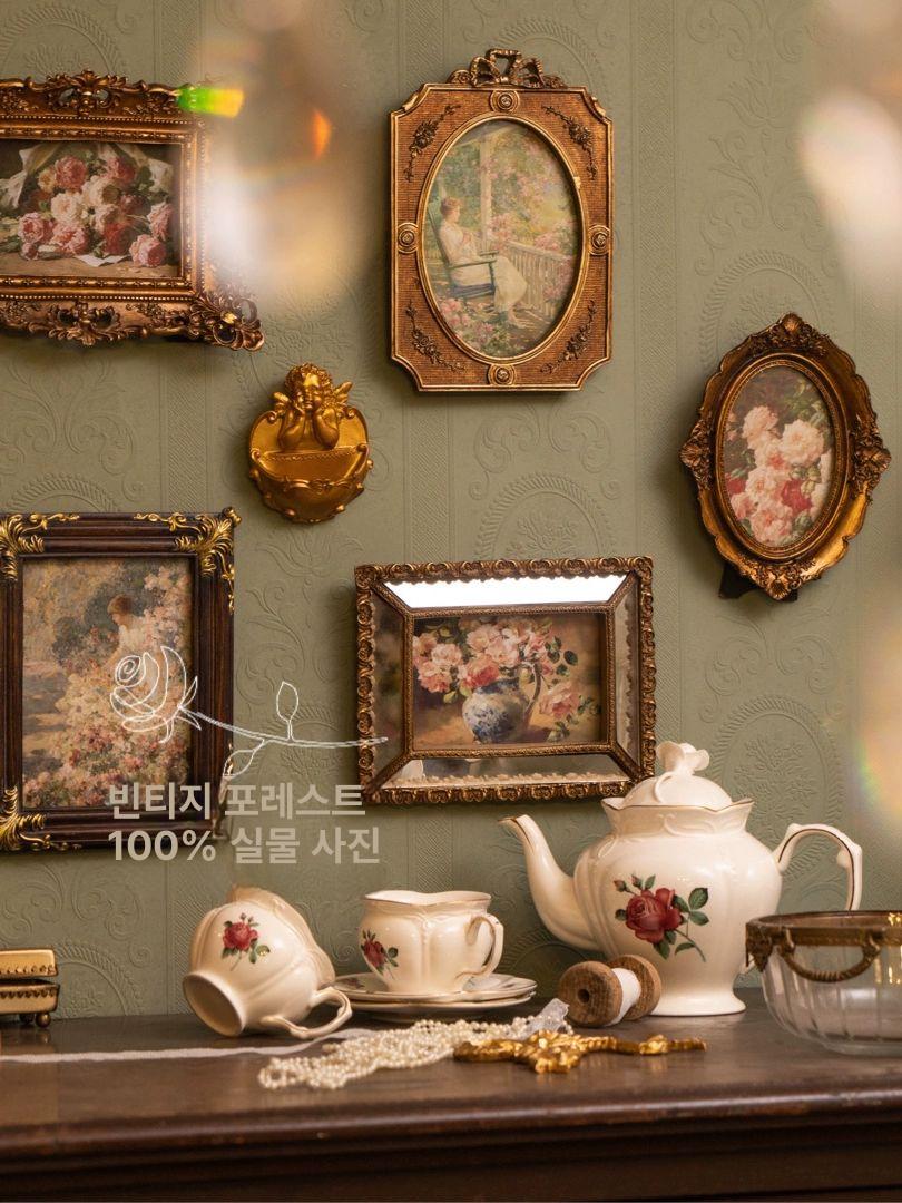 유럽 복고풍 빈티지엔틱액자 인테리어 벽걸이 웨딩 소품 프랑스 프렌치 사진프레임세트 - 상세 이미지 2