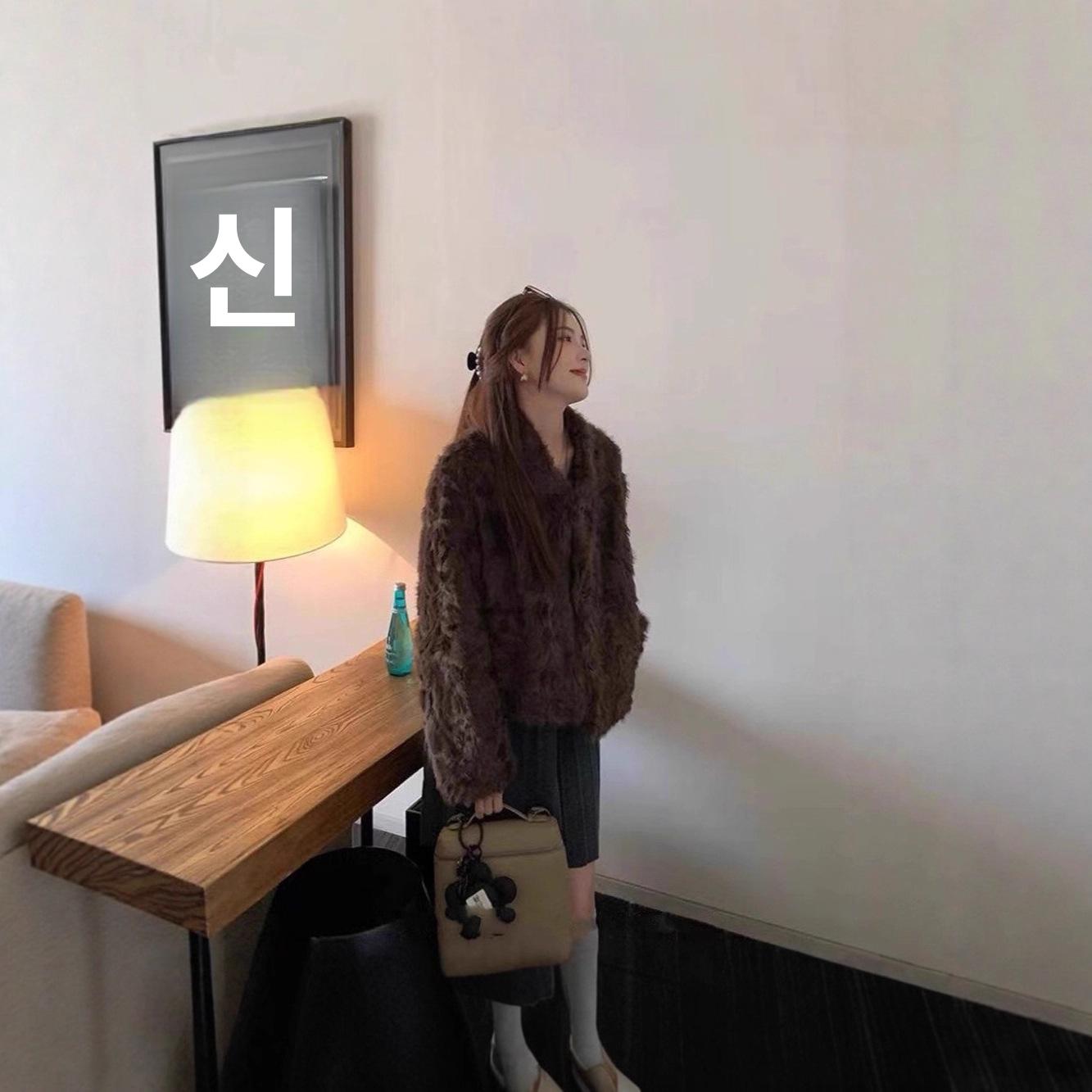 여성 겨울 모피 코트 양면 털 양 모조 돼지털 올인원 - 상세 이미지 4