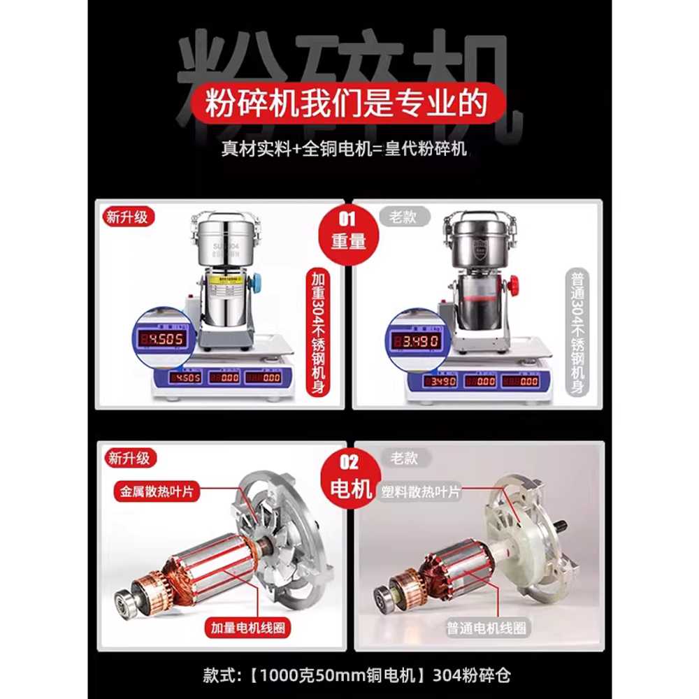 제분기 약초분쇄기 밀가루 재료 콩 고추 알약 가루 1kg - 상세 이미지 3