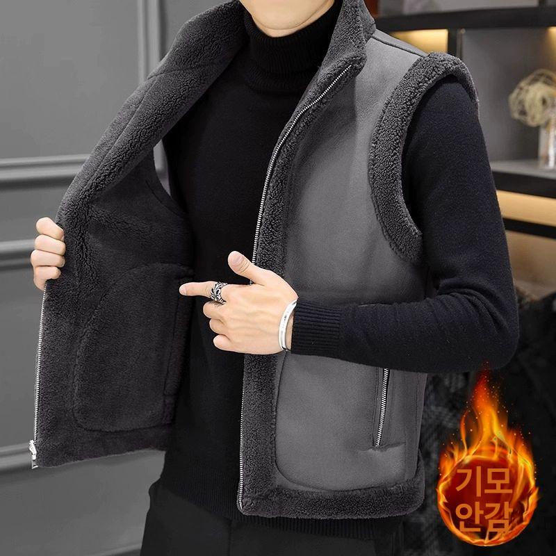 스웨이드쪼끼 남성양털조끼 양면 방한 빅사이즈 - 상세 이미지 2