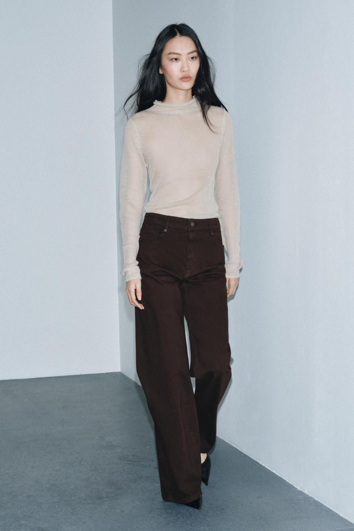 자라 하이웨이스트 와이드 데님 팬츠 8246/053 BROWN - 상세 이미지 2