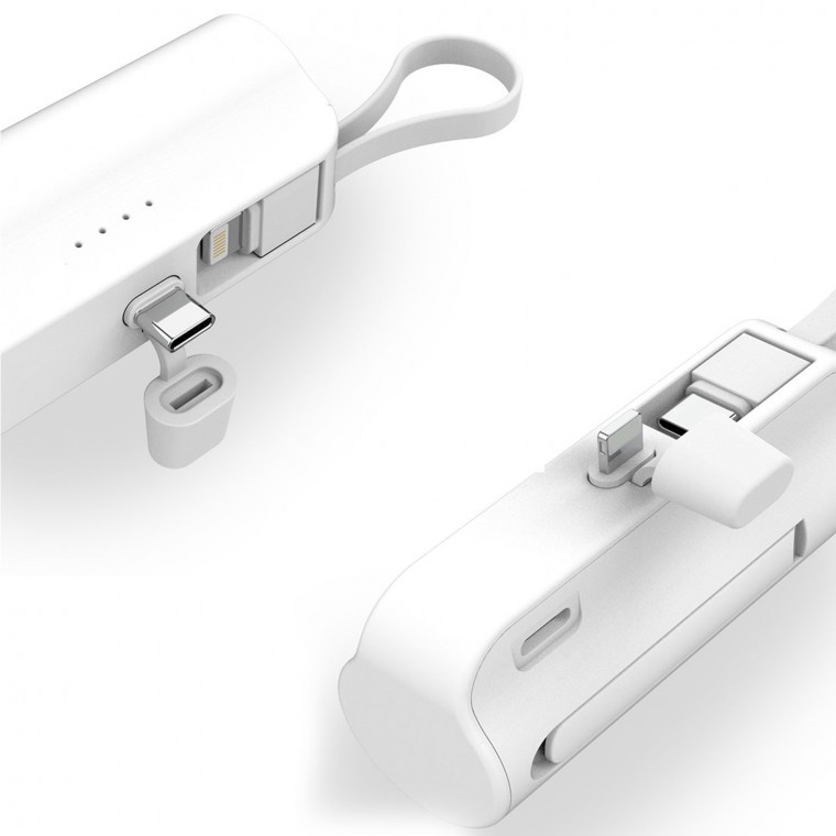 도킹 보조배터리 5000mAh C탑입+8핀 스마트폰 2개 동시 충전 가능 - 상품 이미지