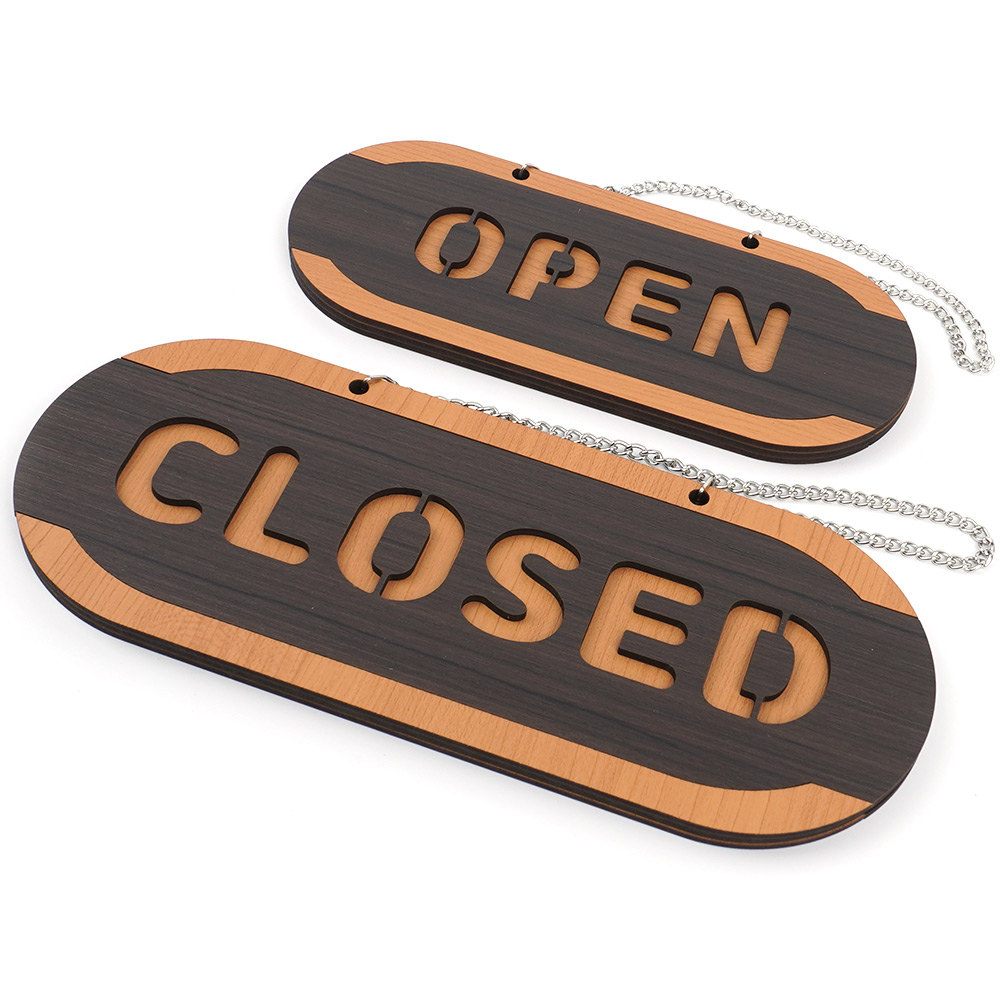 안내판 오픈 클로즈 OPEN CLOSED 우드 사인걸이 표지판 인테리어 소품 z804 - 메인 이미지