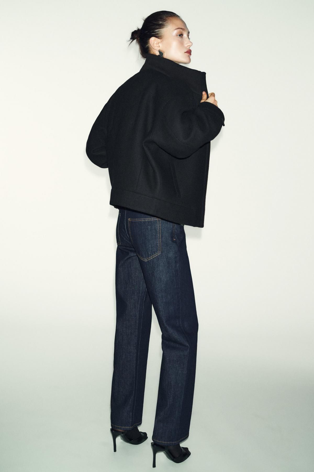 자라 울 혼방 하이넥 숏 코트 블랙 2167/107 BLACK 이미지 8
