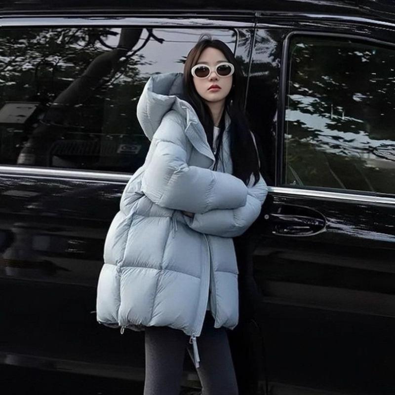 여성용 화이트 오리다운 패션 빵자켓 - 메인 이미지