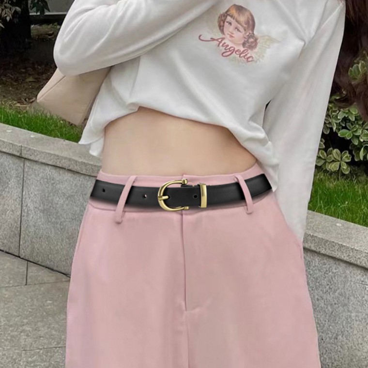 여성 슬림 가죽벨트 블랙 - 상품 이미지