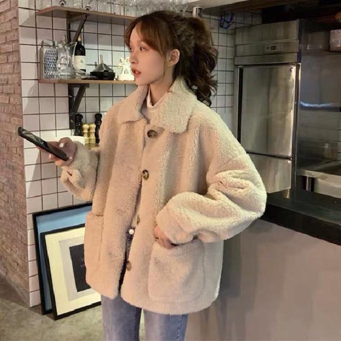 겨울 울 양털 자켓 두꺼운 따뜻한 루즈핏 카디건 재킷 이미지 6