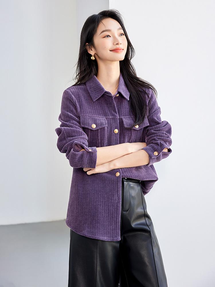 골덴 남방 빅사이즈 캐쥬얼 셔츠 데일리룩 코듀로이 가을 빈티지 - 상세 이미지 3
