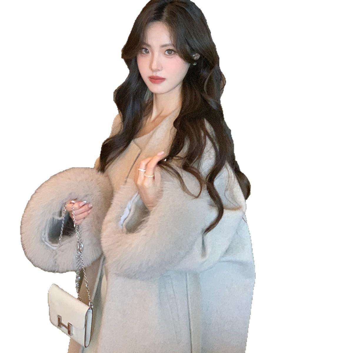 가을 겨울 양면 캐시미어 골드 모직 짧은 스타일 - 상세 이미지 5