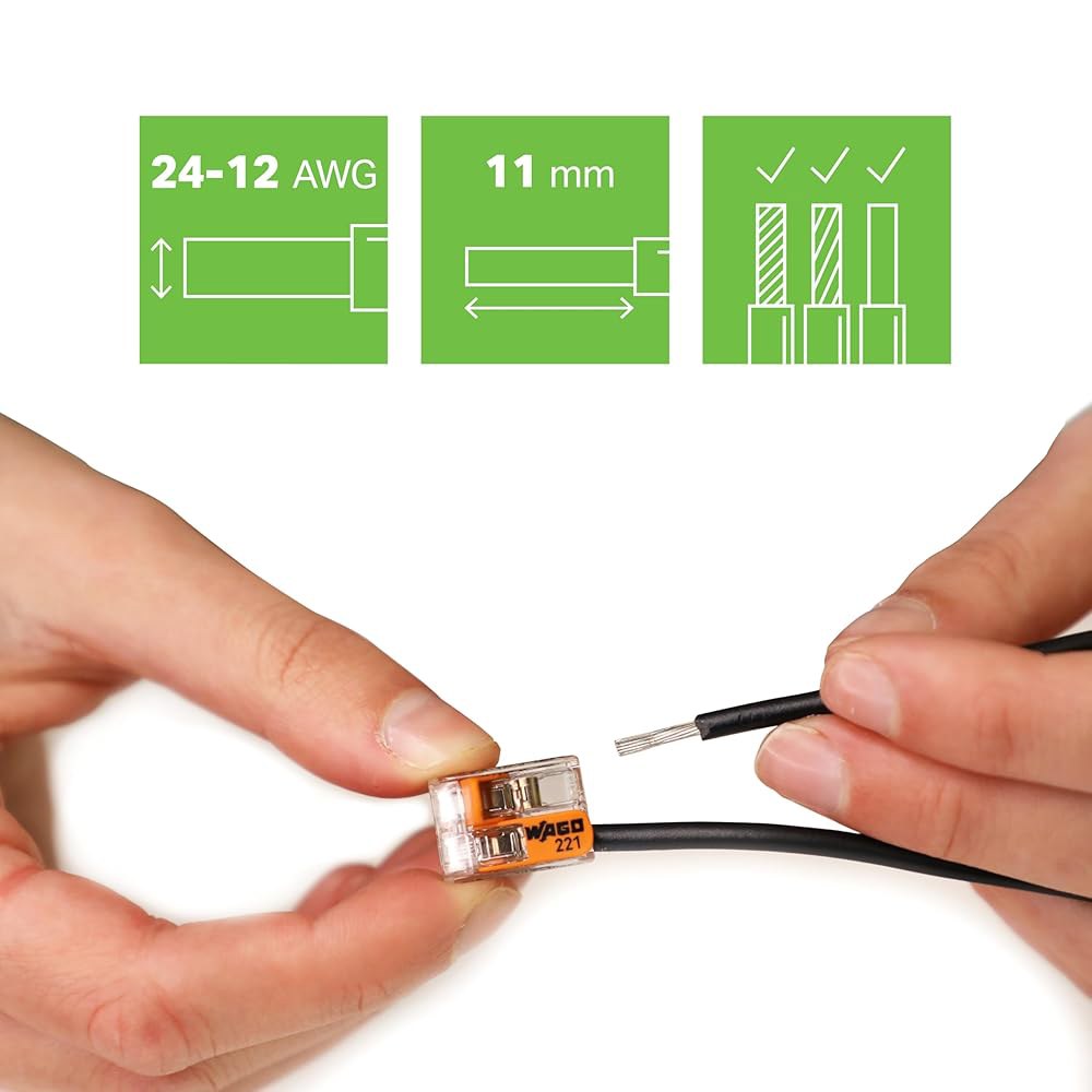 Wago 221-412 2-컨덕터 컴팩트 스플라이싱 커넥터(100팩) 2-Conductor Box - 상세 이미지 3