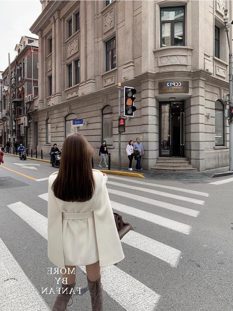 케이프코트 코트 케이프 망토 모직 울코트 자켓 - 상세 이미지 4