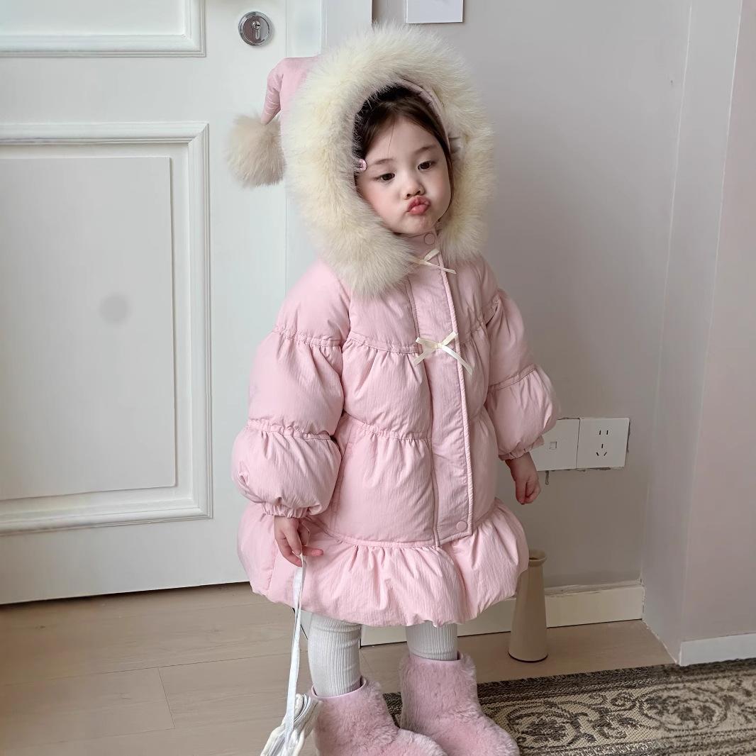 여아 겨울 다운 자켓 덕 패딩 스타일 - 메인 이미지