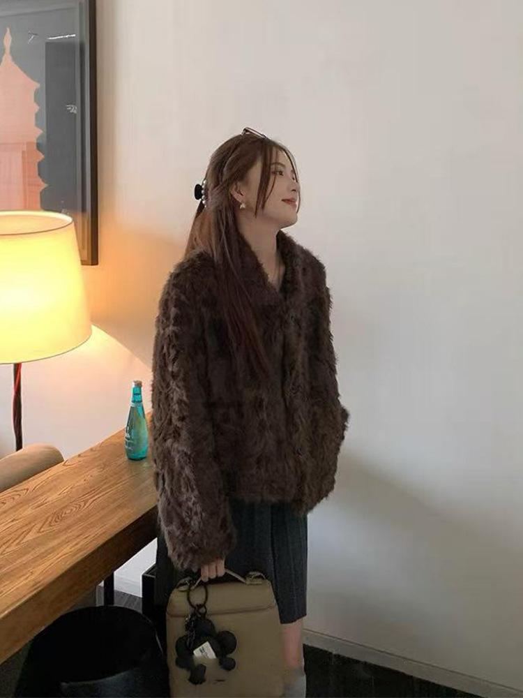 여성 겨울 모피 코트 양면 털 양 모조 돼지털 올인원 이미지 7