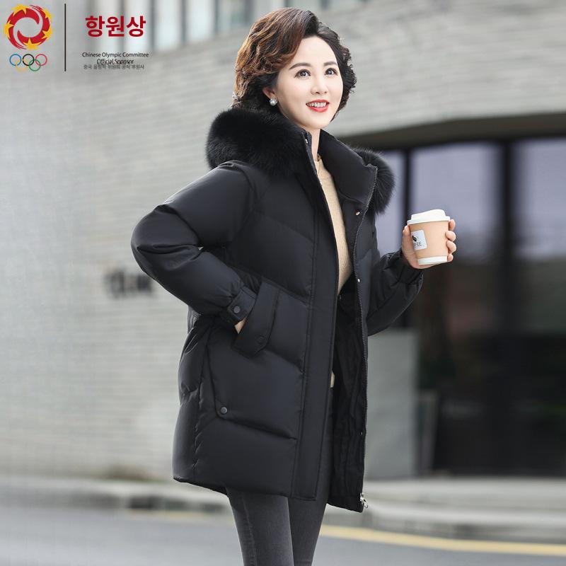 여성 겨울 두꺼운 다운 중년 노인용 패딩 자켓 - 상세 이미지 3