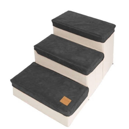 디노보 수납형 대용량 수납공간 반려동물 강아지 고양이 3단 계단_그레이