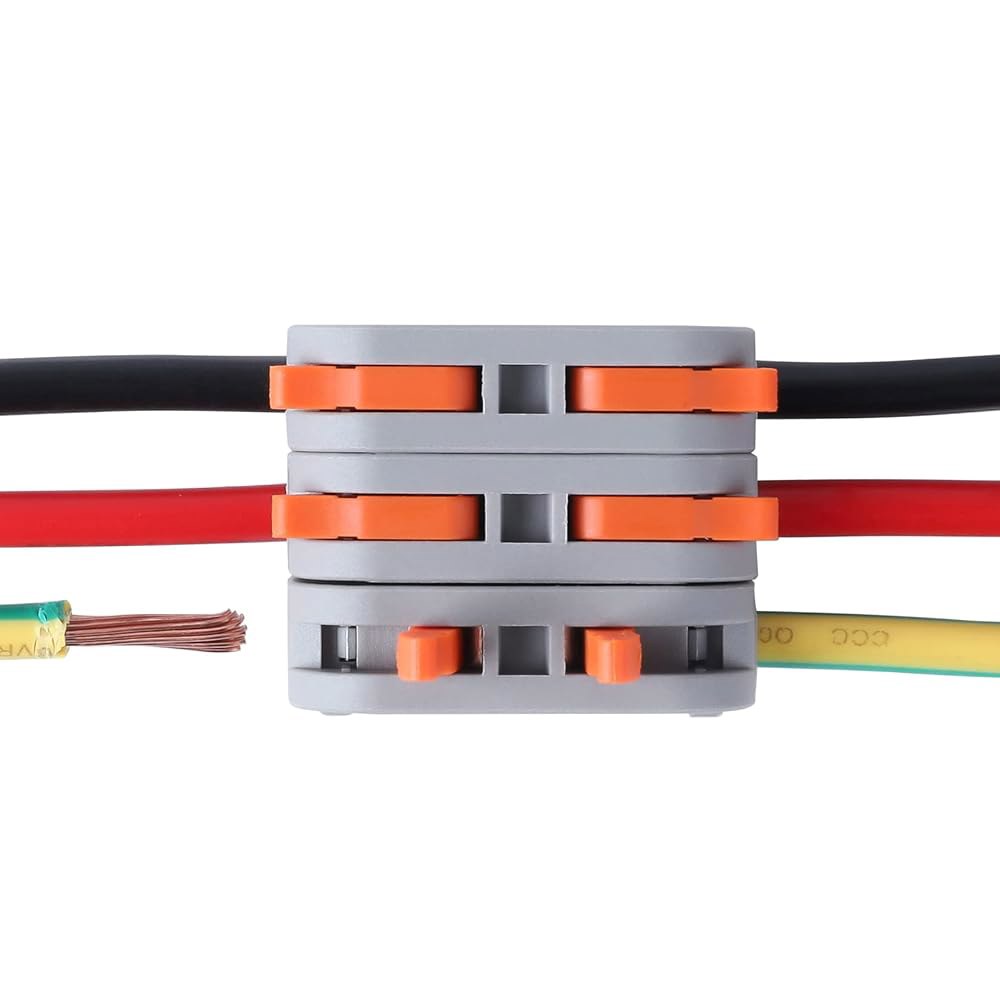 60개 XHF 컬러 도체 컴팩트 커넥터 레버 너트, 모든 회로 인라인 스플라이스 28-12 AWG(SPL-1)용 전선 단자 6 Color - 상세 이미지 3