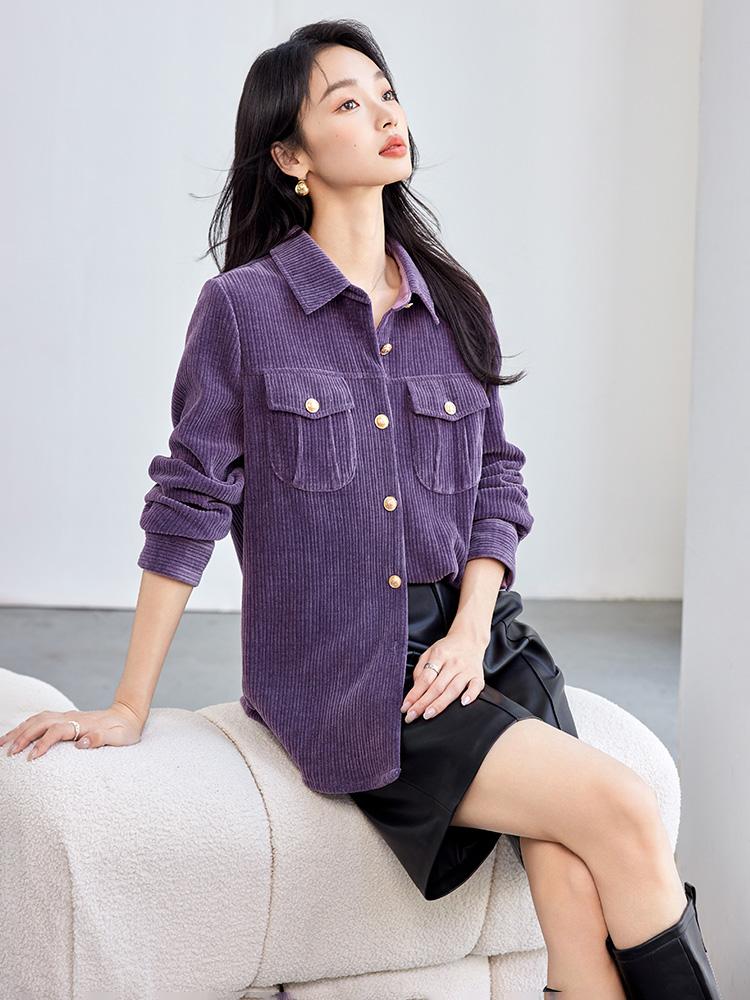 골덴 남방 빅사이즈 캐쥬얼 셔츠 데일리룩 코듀로이 가을 빈티지 - 상세 이미지 5