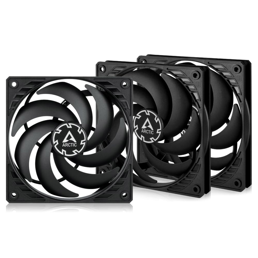 ARCTIC P12 슬림 PWM PST(3팩) - PC 팬, 120mm 케이스 공유 기술(PST), 압력 최적화, 조용한 모터, 컴퓨터, 엑스트라 슬림, 300 u20132100 - 상품 이미지