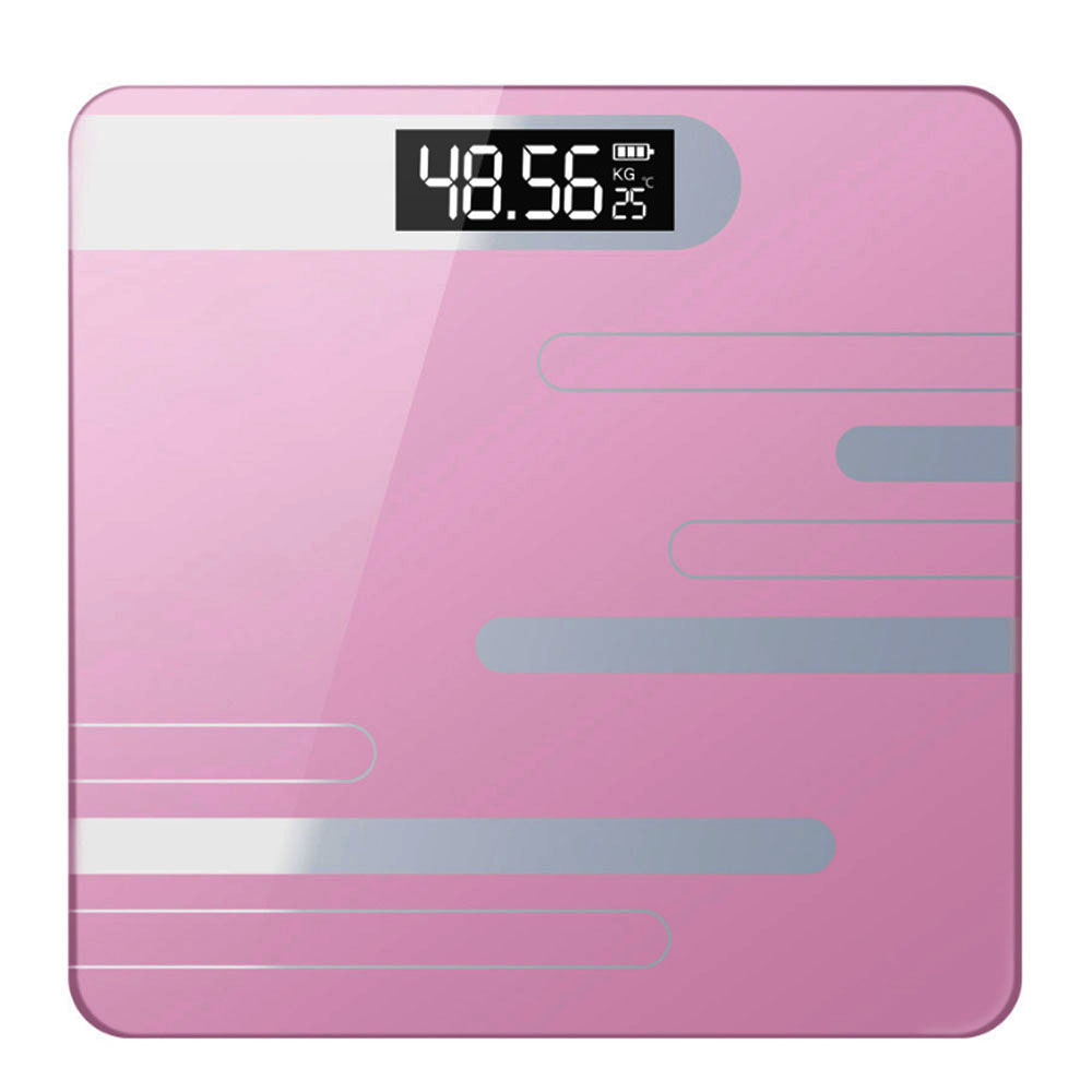 라인 디지털 체중계 몸무게 저울 (핑크) LCD 전자체 사각 체중측 정계 온도 표시