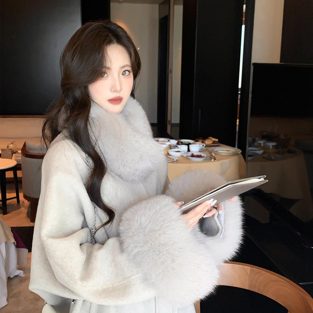 가을 겨울 양면 캐시미어 골드 모직 짧은 스타일 - 상세 이미지 2