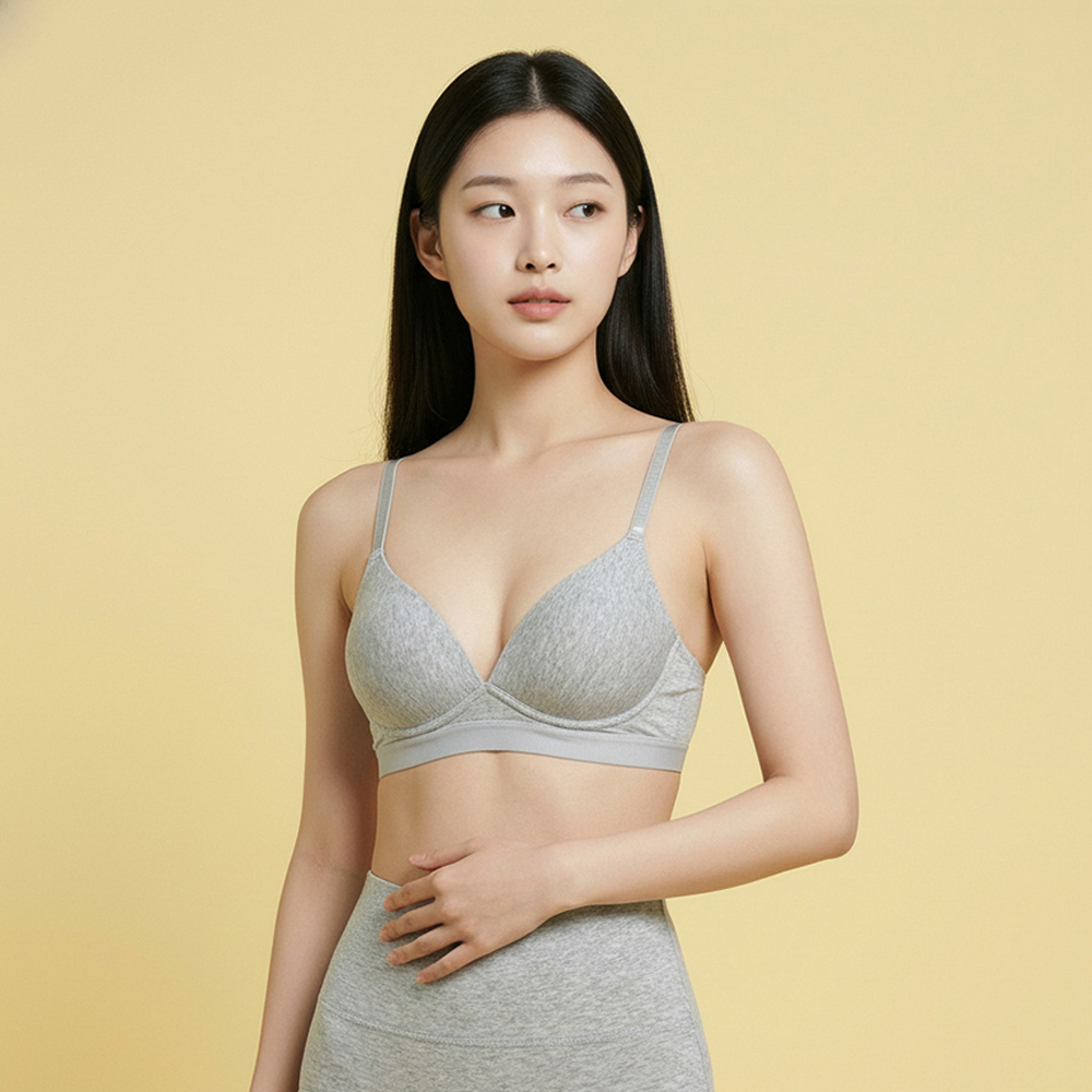 순면 노와이어 초경량 반컵 심리스 브래지어 접촉성피부염 패드일체형 브라 - 상세 이미지 3