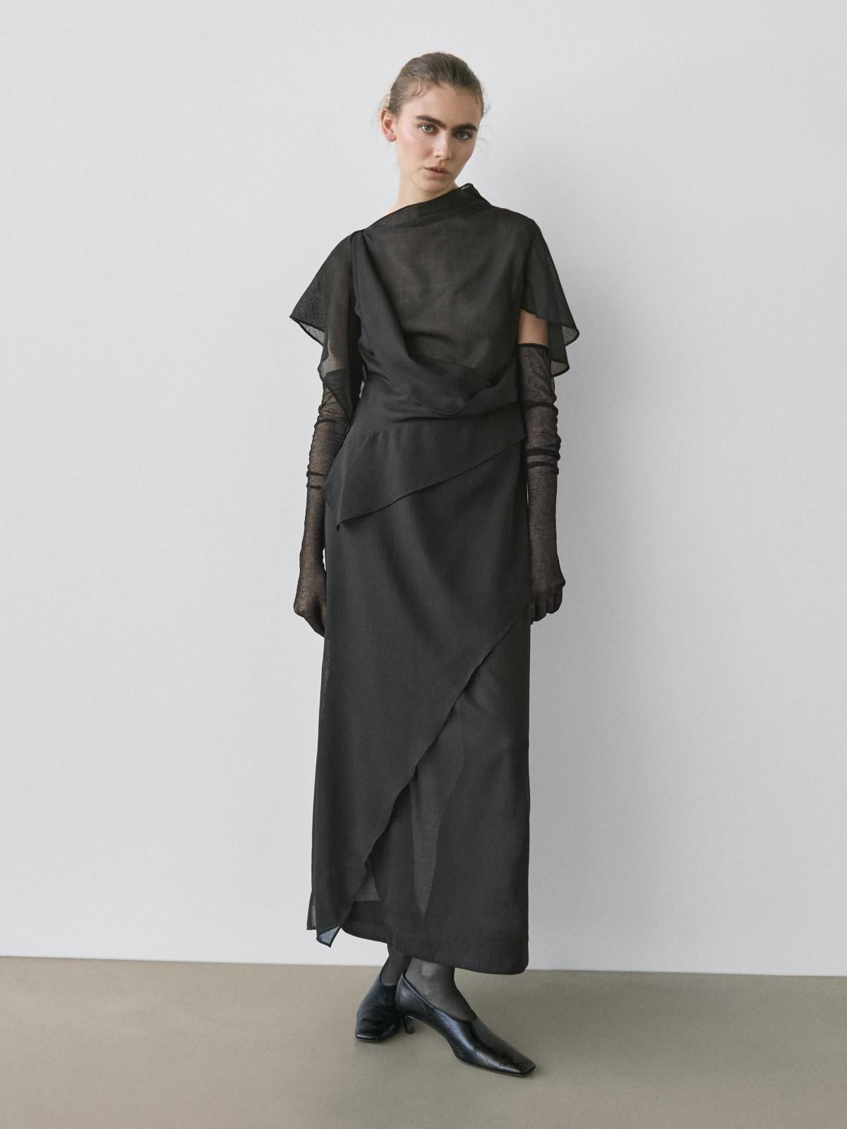 마시모두띠 울블렌드 미디 후드 원피스 9117/950 BLACK - 상세 이미지 2