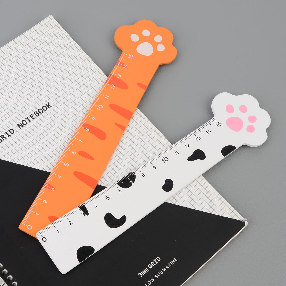 1X 10개 직선자 고양이발 큐티 15 cm 원목자 학용품자 직자 문구자 z3607 - 메인 이미지