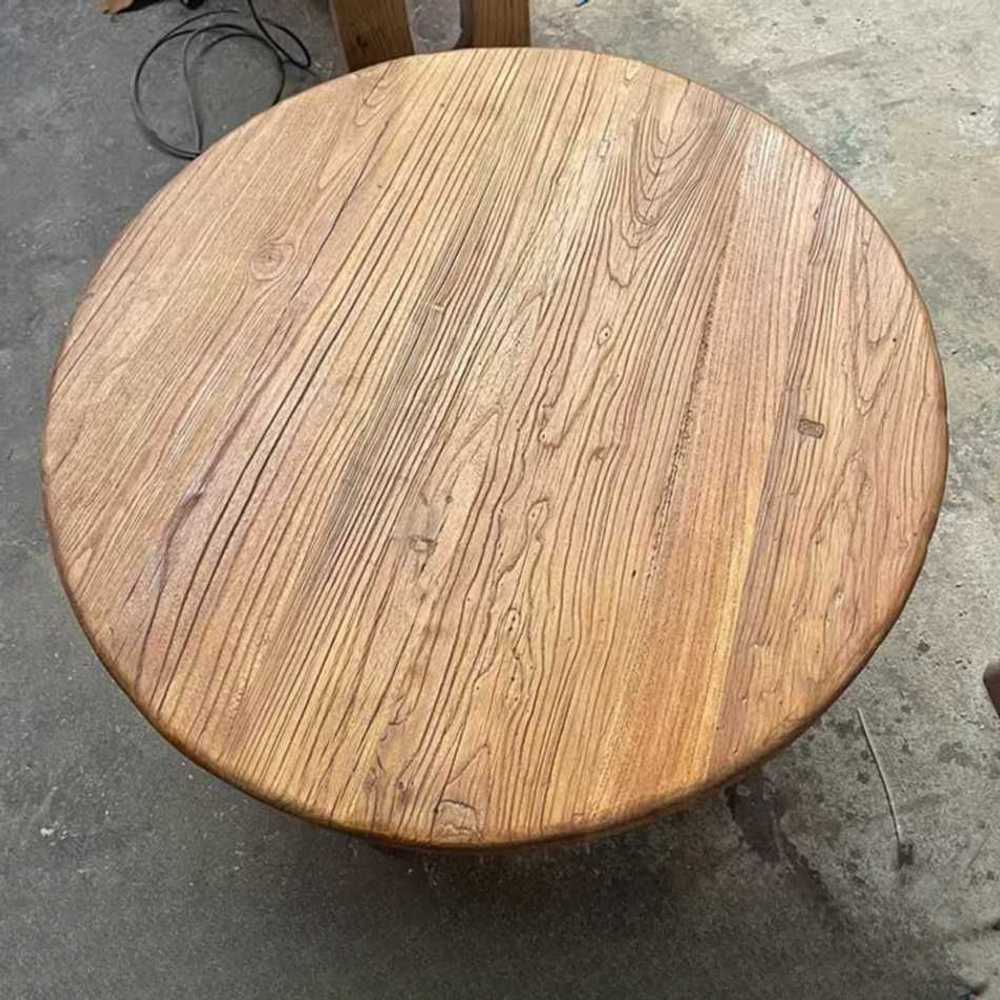 원형 고재상판 우드슬랩 다이닝 통원목 식당 빈티지 40cm - 상품 이미지