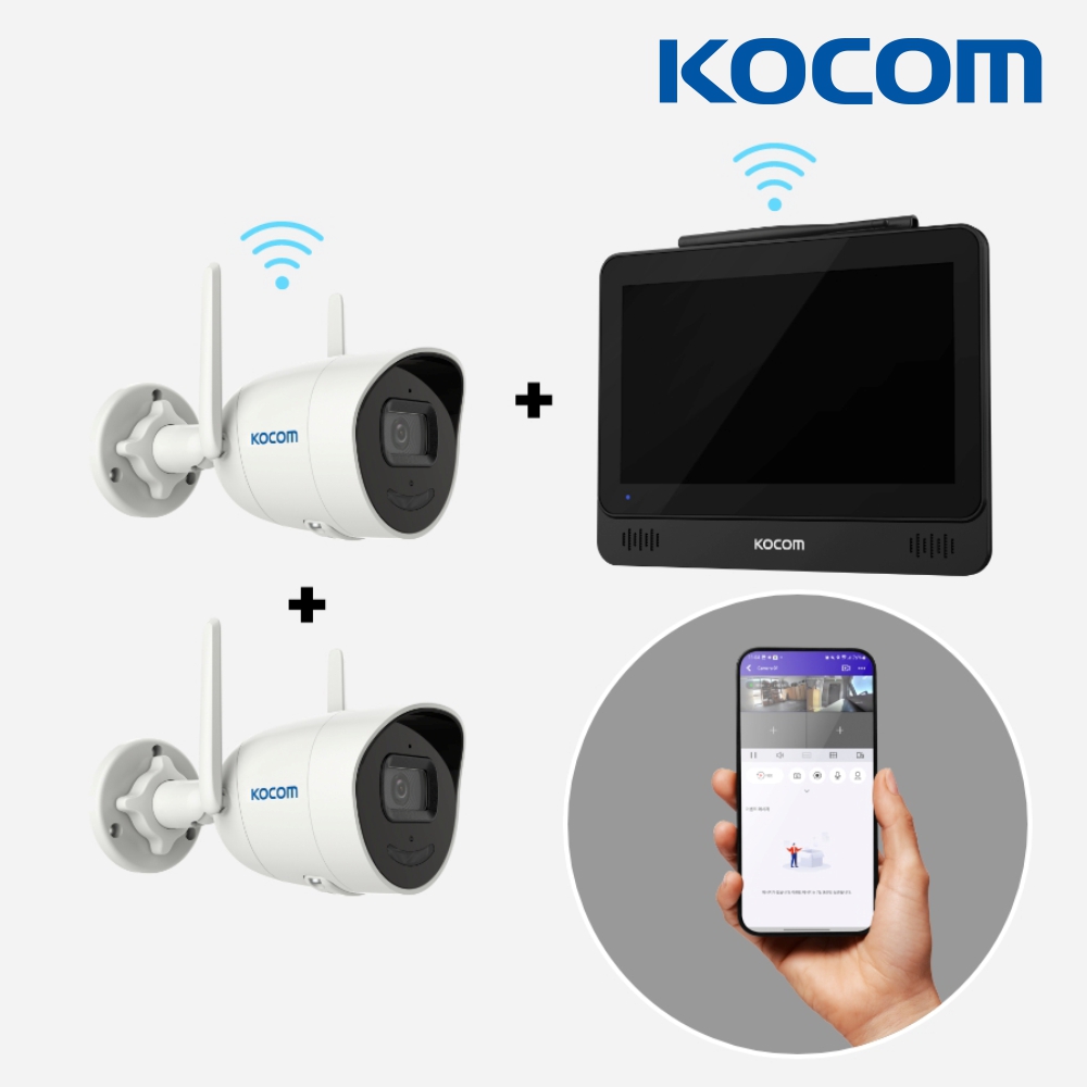 무선 모니터 일체형 WI-FI CCTV 카메라 2개 2TB HDD KSC-HIPM100 모니터일체형 녹화기 코콤 - 상품 이미지