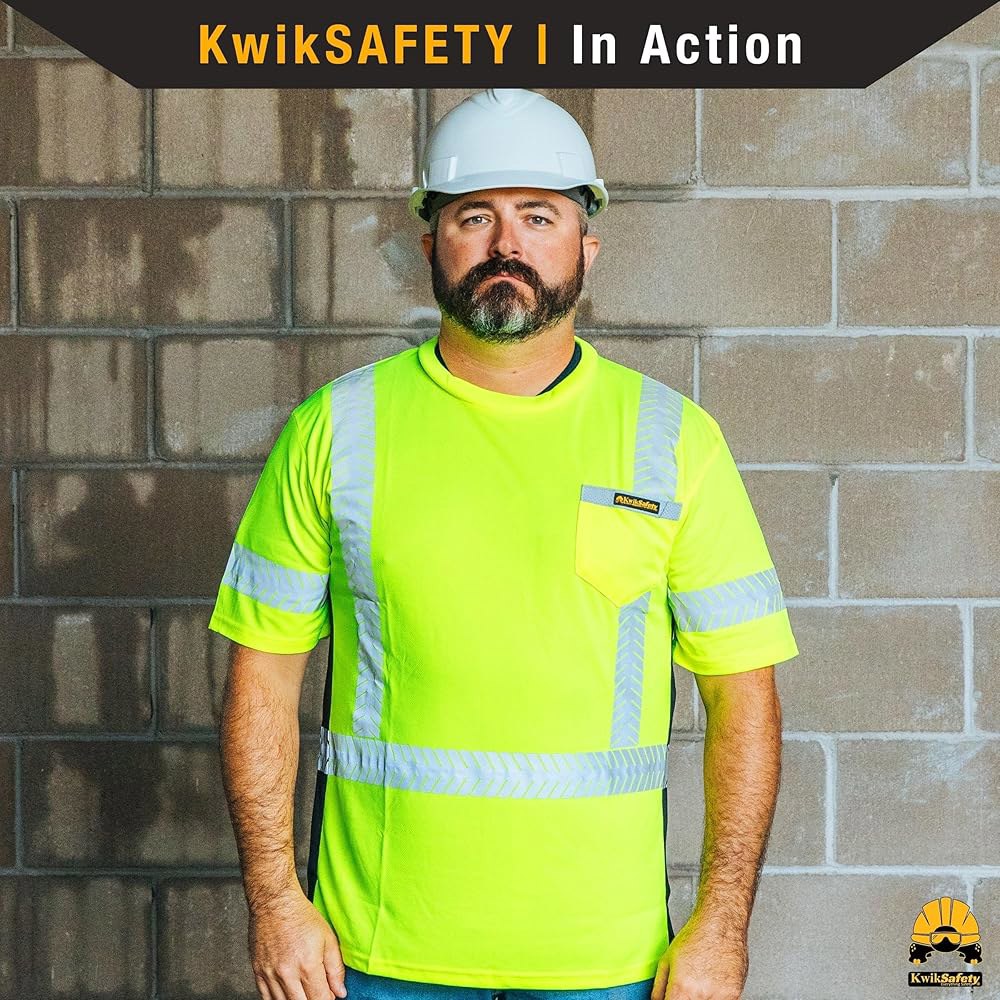 KwikSafety - 노스캐롤라이나주 샬롯 르네상스 맨 반팔 안전 셔츠 [반사 피쉬본 테이프] 클래스 2 ANSI OSHA - 상세 이미지 2