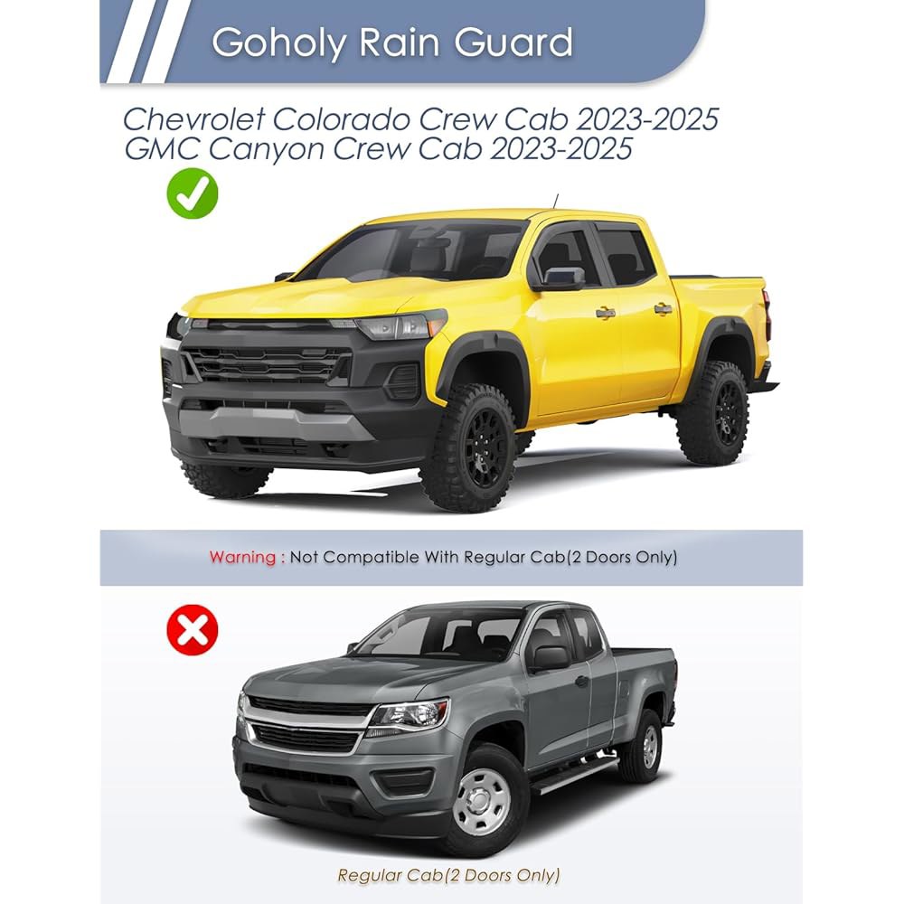 Goholy in-Channel Window Rain Guard low 2023 Vent 2025 profile Side Colorado/GMC 2024 Truck Chevy Ca - 상세 이미지 3