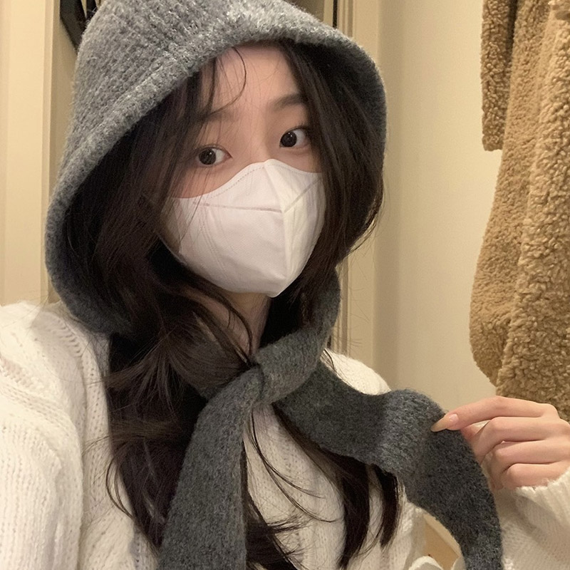 여성 보넷끈모자 머플러 봄 겨울 후드워머 목도리 - 상품 이미지