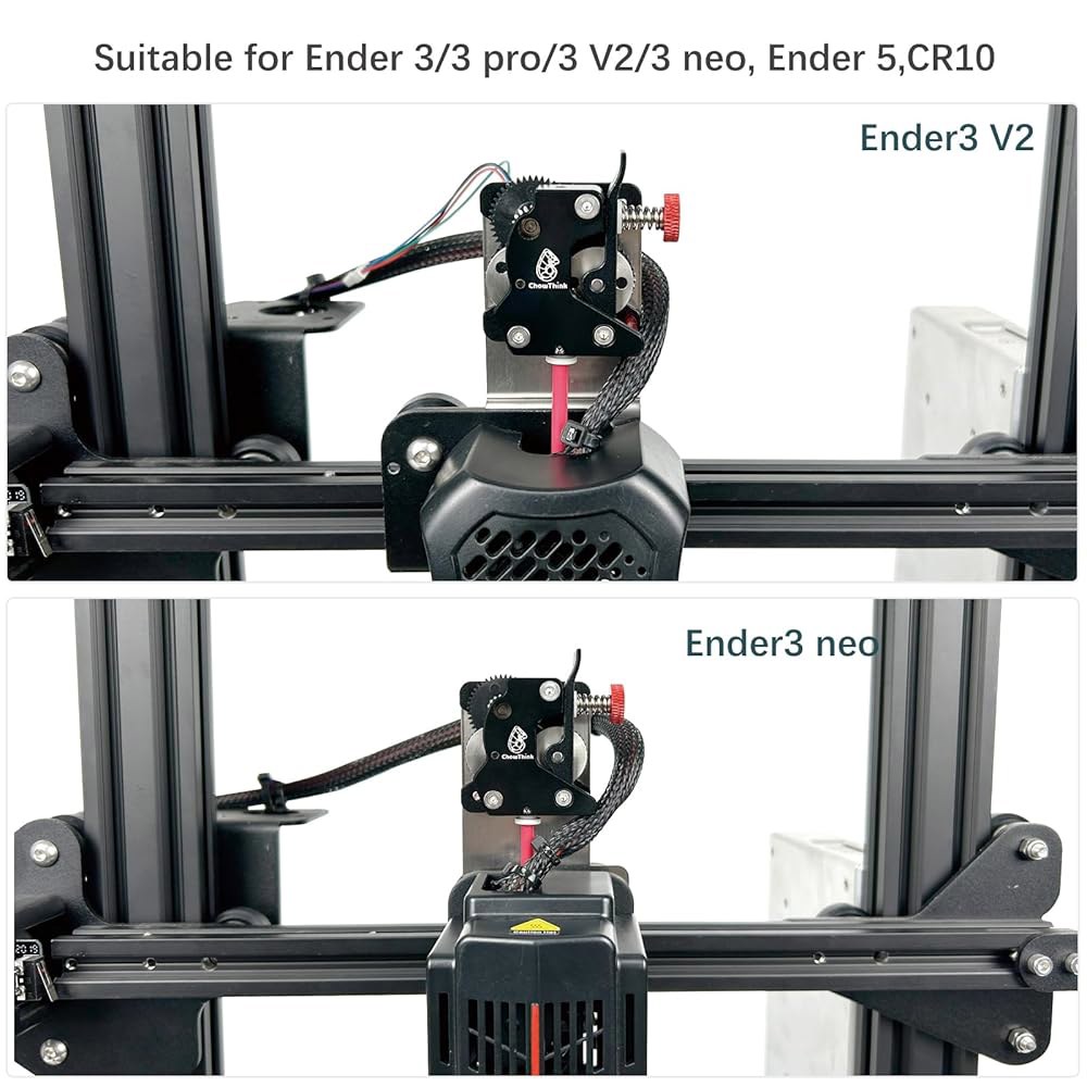ChowThink의 Ender 3 / V2 Neo 5 CR10 3D 프린터용 월풀 올 메탈 다이렉트 드라이브 피딩 익스트루더 키트 업그레이드, 듀얼 기어 및 익스트루션 전용 모터 - 상세 이미지 2