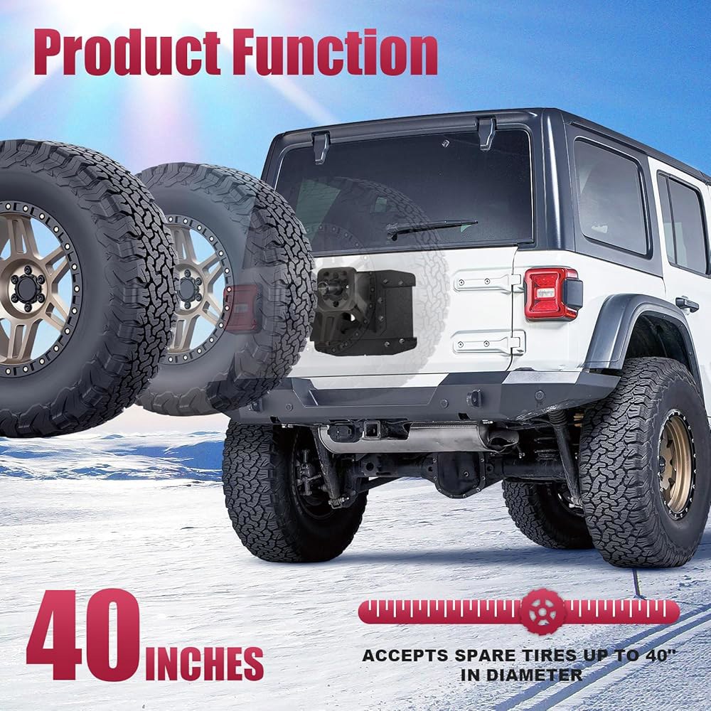 YZONA Wrangler JL 조절 가능한 포함(카메라 리어 타이어 카메라 듀티 캐리어, 헤비 2018-2025 슬롯 랭글러 뷰 리프트, JLU 최대 언리미티드 스페어 미포함) - 상세 이미지 3