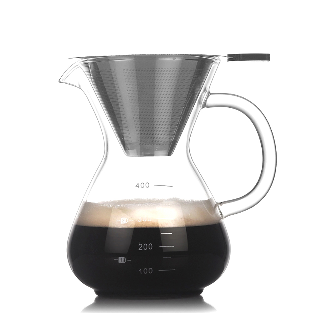 소울 카페 필터 드립 서버 세트 400 ml (핸들) 핸드 드리퍼 내열 유리 커피 - 상품 이미지