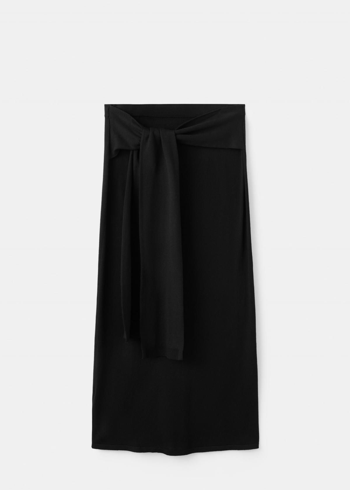 망고 블랙 매듭 니트 롱 스커트 27063319 NEGRO - 상품 이미지