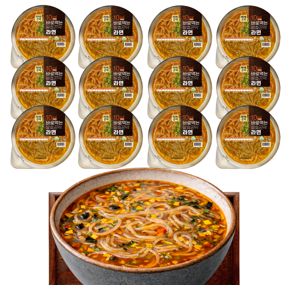 곤약라면 저칼로리라면 매운맛 칼로리낮은 바로먹는 발효곤약 두부면 350g, 12개 - 상품 이미지
