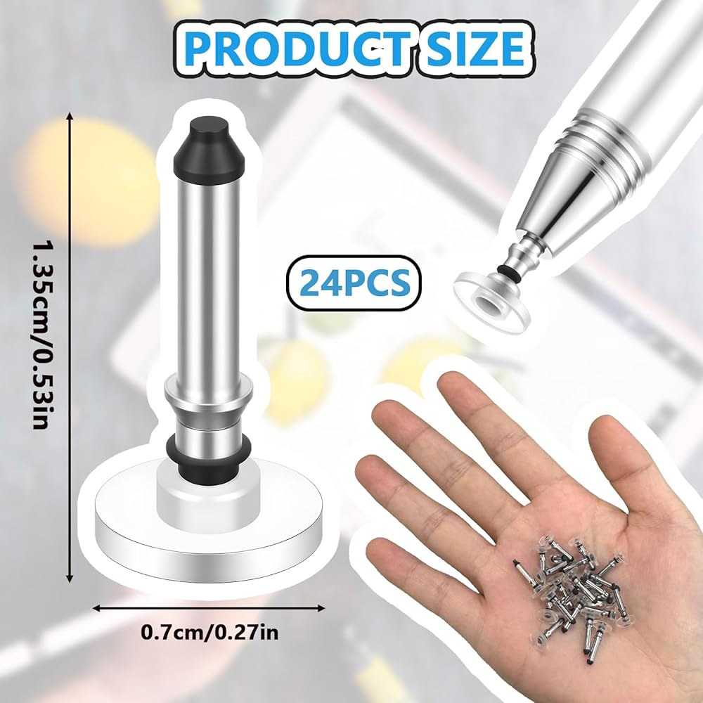 24PCS 화이트 유니버설 스타일러스 팁 - 터치스크린용 원형 디스크 교체 팁, 스마트폰/태블릿 필기/그림 그리기, - 상세 이미지 2