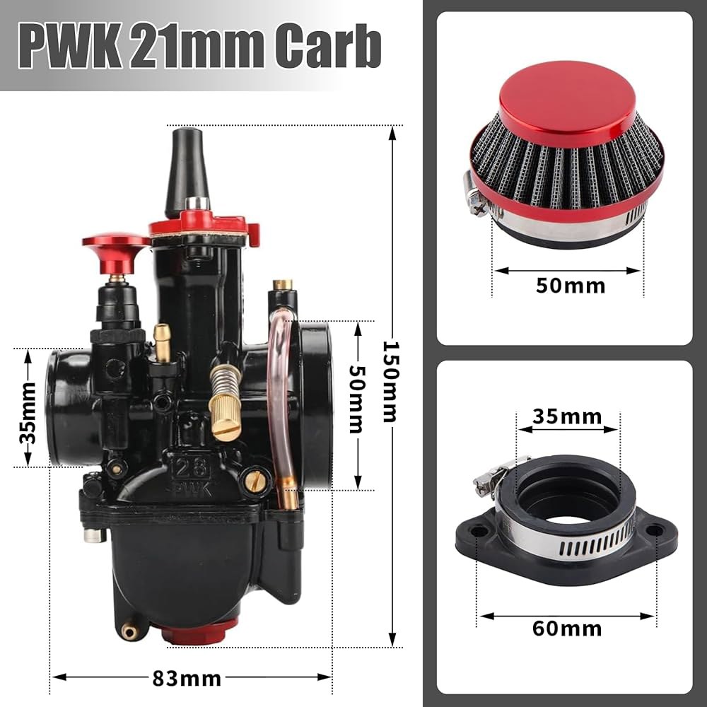 PWK 카뷰레터 21mm 레이싱 50cc ~ 100cc 2T 4T 엔진 키트, 에어 필터 흡기 매니폴드 제트 포함 더트 바이크 모토크로스 모터사이클 스쿠터 ATV 쿼드용 - 상세 이미지 2